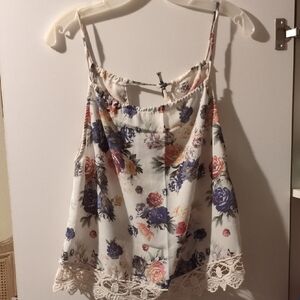 Floral Lace Trim Cami Top